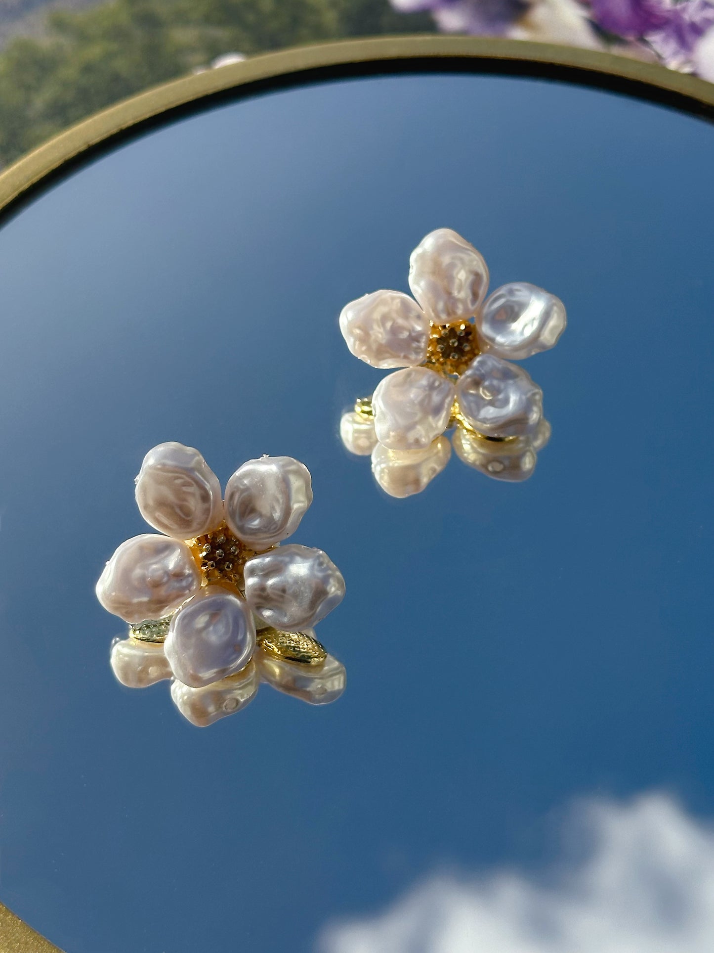 Baroque Style Floral Pearl Earrings