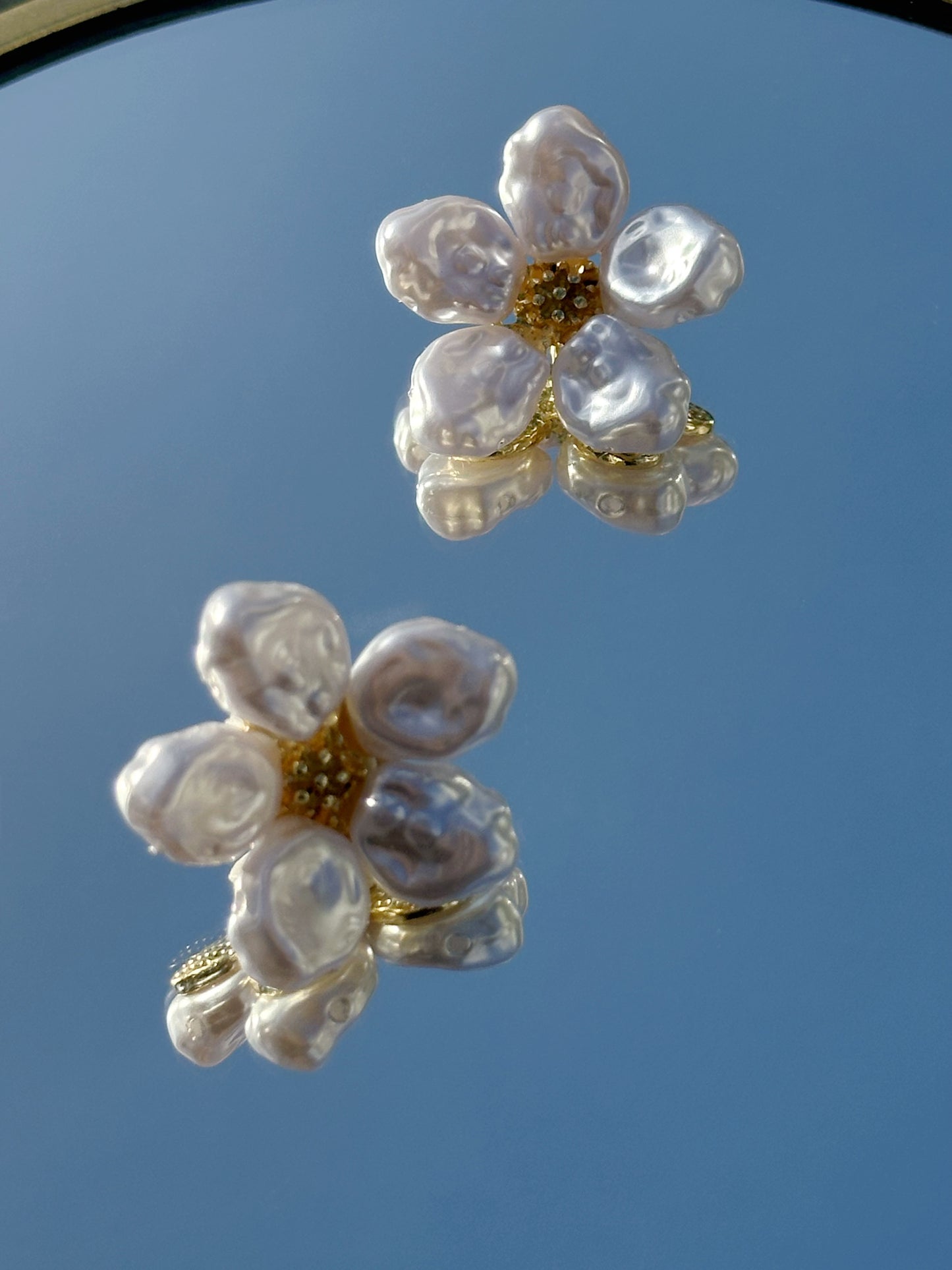 Baroque Style Floral Pearl Earrings