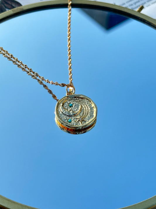 Gold Moon Medallion Necklace