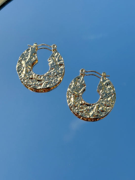 Gold Geometric Hammered Earrings