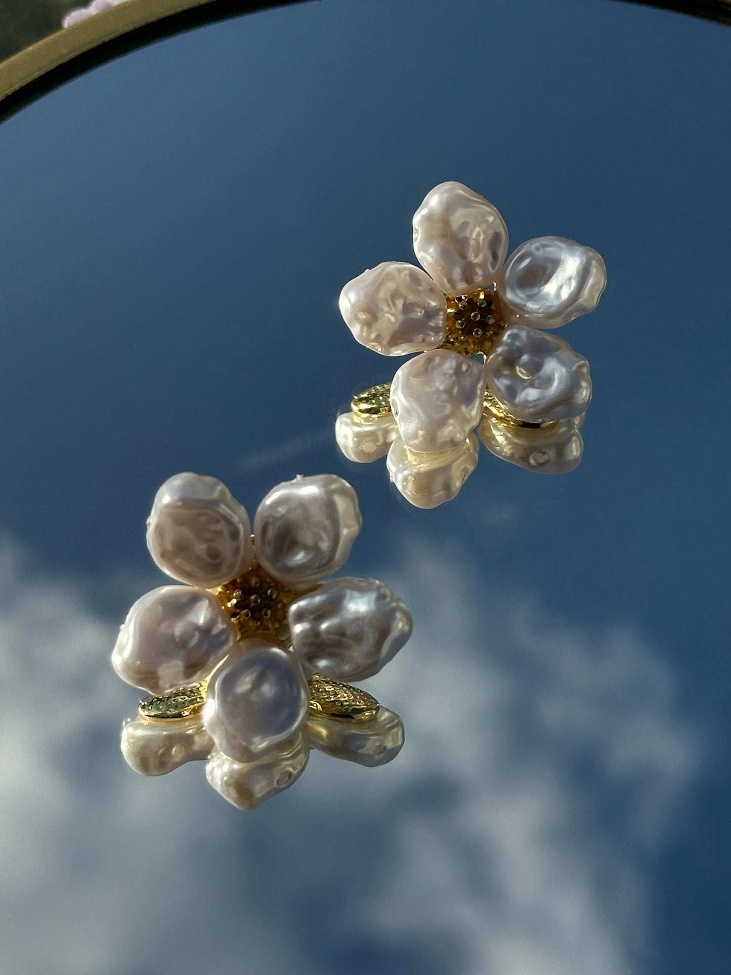 Baroque Style Floral Pearl Earrings